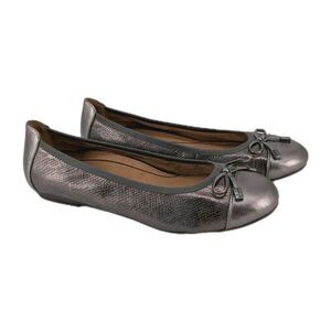 Vionic Minna ballet Flats Women's 9 Metallic Pewter Bronze Snakeskin